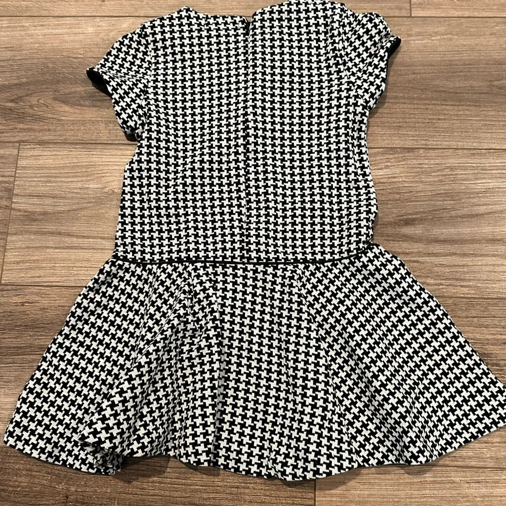 NWT! Mayoral Girls 5 Houndstooth Peter Pan Sparkle Collar Ruffle Hem Dress